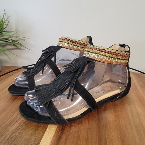 Esmara by Heidi Klum Fringe cage Sandals Vegan Boho Size 5.5 - Picture 6 of 14
